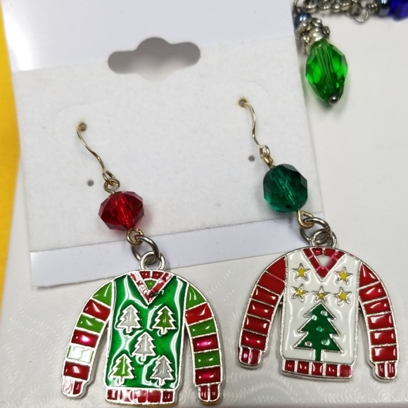J & R Gems! Jewelry - Sterling Silver "Best" Ugly Sweater Earrings.